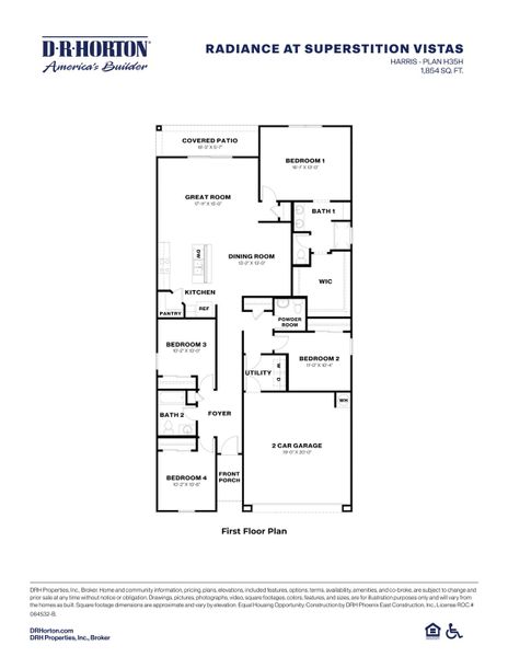 2D floor plan layout for the Harris by D.R. Horton in Radiance at Superstition Vistas, Apache Junction, AZ (Image 1). 2D floor plan layout for the Harris by D.R. Horton in Radiance at Superstition Vistas, Apache Junction, AZ (Image 1).