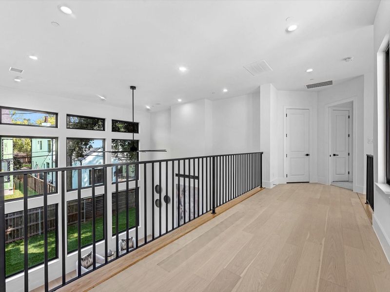 Overlook from upstairs to the living space.