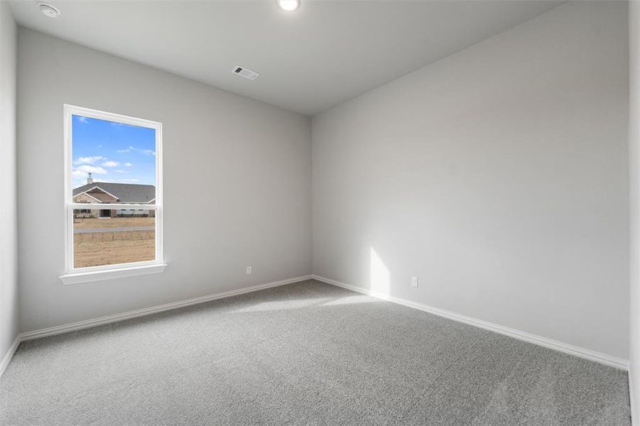 Carpeted empty room with baseboards Carpeted empty room with baseboards