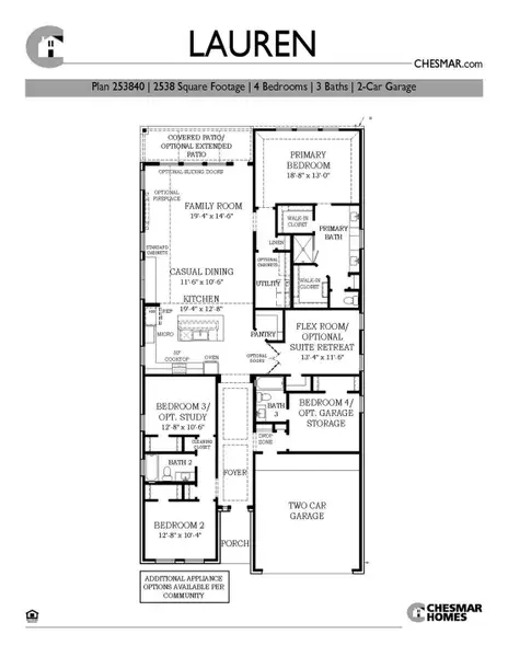 2D floor plan layout of this home in Wood Leaf Reserve, Tomball, TX (Image 3).