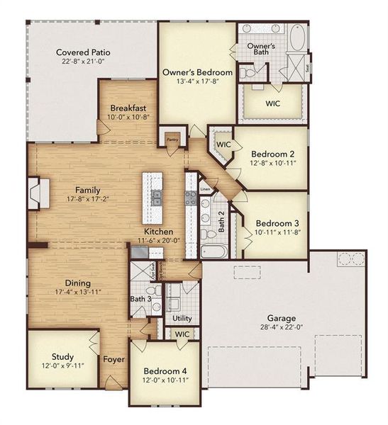 2D floor plan layout of this home in Stone Eagle, Azle, TX (Image 3).