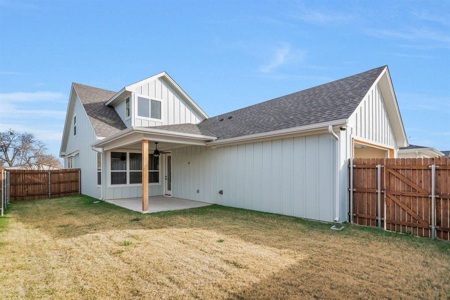 Exterior details and patio area of a home in , Justin (Image 4). Exterior details and patio area of a home in , Justin (Image 4).
