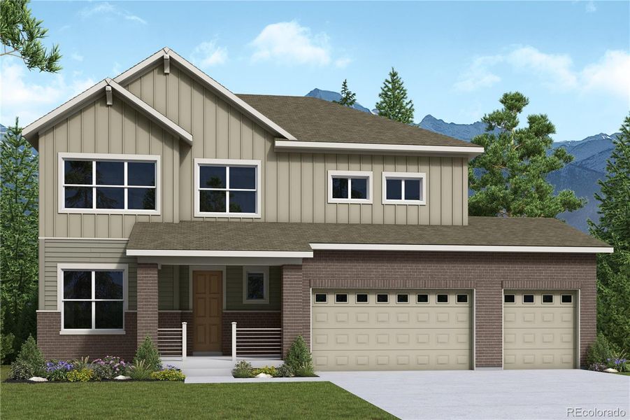 Front exterior of a new home in , Aurora, CO, highlighting curb appeal (Image 1). Front exterior of a new home in , Aurora, CO, highlighting curb appeal (Image 1).