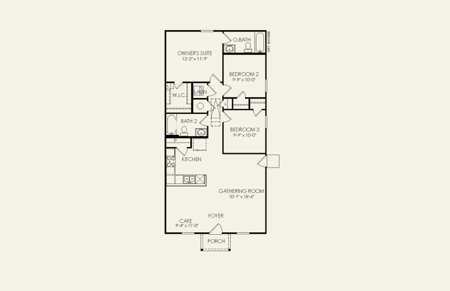 2D floor plan layout for the Caddo by Centex in Vista Real, Converse, TX (Image 3).