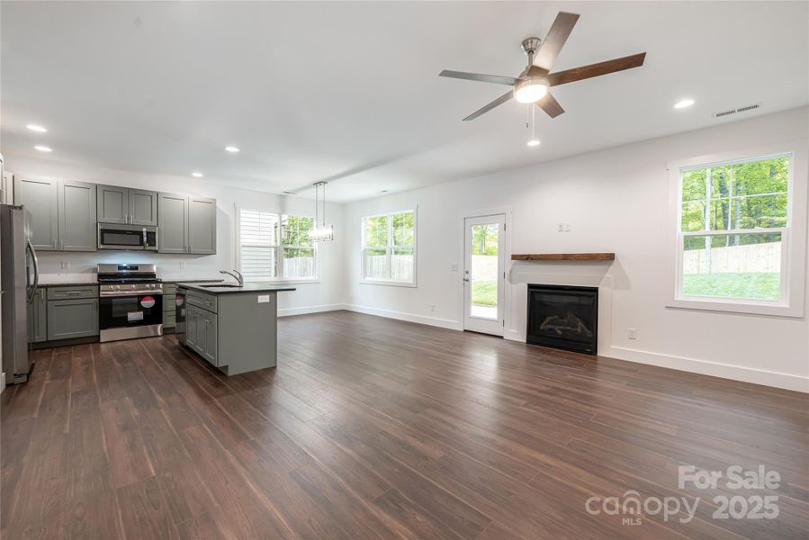 Bright open living on main with gas FP Bright open living on main with gas FP