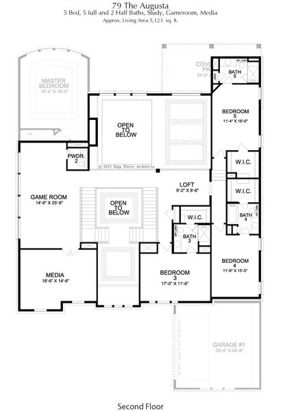2D floor plan layout for the Augusta by Landon Homes in Fields Reserve - 70's, Frisco, TX (Image 4). 2D floor plan layout for the Augusta by Landon Homes in Fields Reserve - 70's, Frisco, TX (Image 4).
