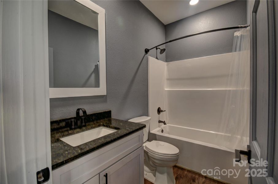 Lower-level bath with a tub/shower combo