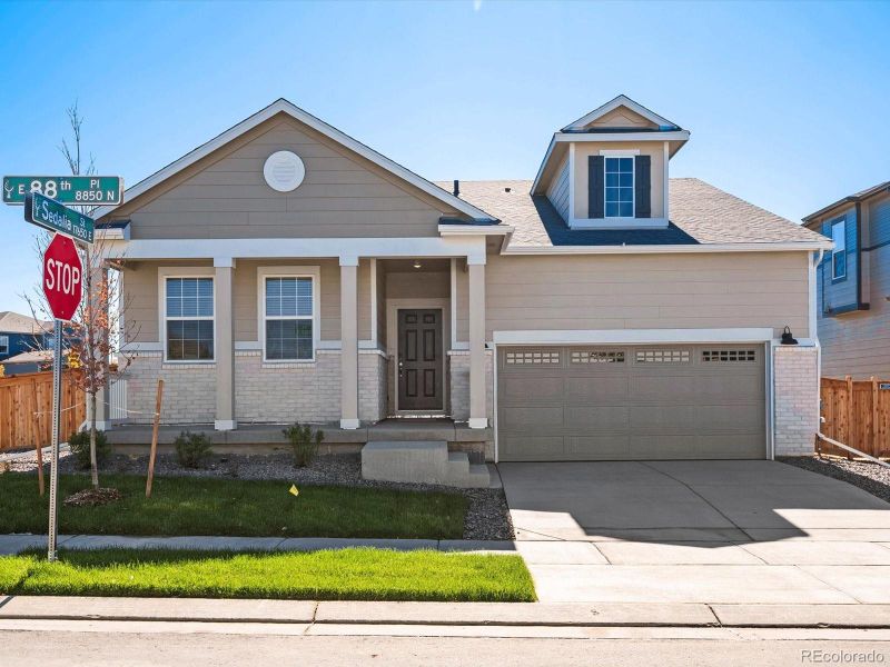 Front exterior of a new home in , Commerce City, CO, highlighting curb appeal (Image 2). Front exterior of a new home in , Commerce City, CO, highlighting curb appeal (Image 2).
