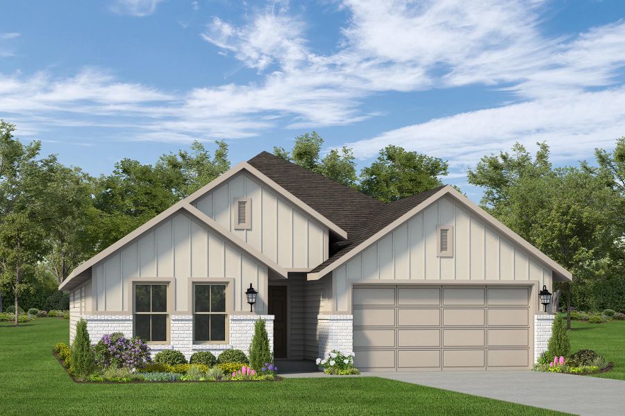 Representative exterior photo of a completed home built from the Persimmon by Autograph Homes in Aldeana - Paintbrush Collection, Bonney, TX (Image 4). Representative exterior photo of a completed home built from the Persimmon by Autograph Homes in Aldeana - Paintbrush Collection, Bonney, TX (Image 4).