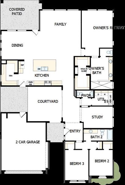 2D floor plan layout of this home in Meridian at Northpointe at Vistancia, Peoria, AZ (Image 2). 2D floor plan layout of this home in Meridian at Northpointe at Vistancia, Peoria, AZ (Image 2).