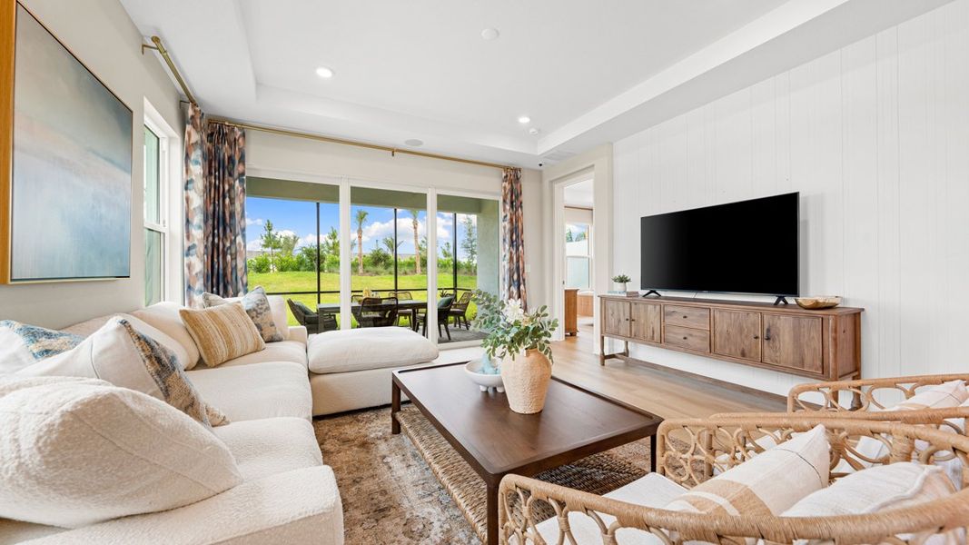 Representative furnished interior of a home built from the Ibis by Taylor Morrison in Esplanade at Azario Lakewood Ranch, Lakewood Ranch (Image 6). Representative furnished interior of a home built from the Ibis by Taylor Morrison in Esplanade at Azario Lakewood Ranch, Lakewood Ranch (Image 6).