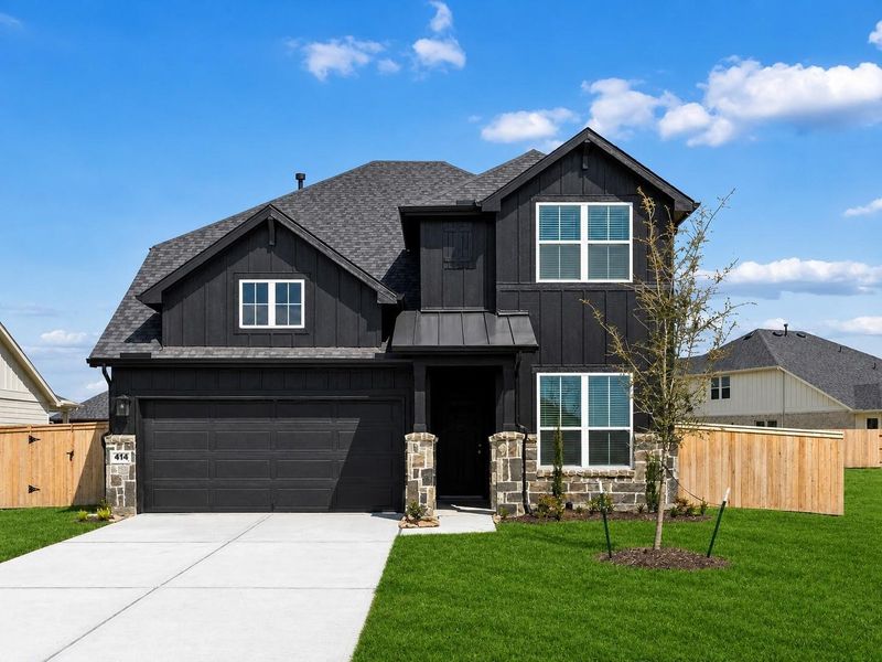 Front exterior of a new home in Windcress, Cove, TX, highlighting curb appeal (Image 1). Front exterior of a new home in Windcress, Cove, TX, highlighting curb appeal (Image 1).