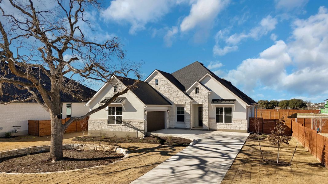 Front exterior of a new home in Broken Oak, Georgetown, TX, highlighting curb appeal (Image 30).