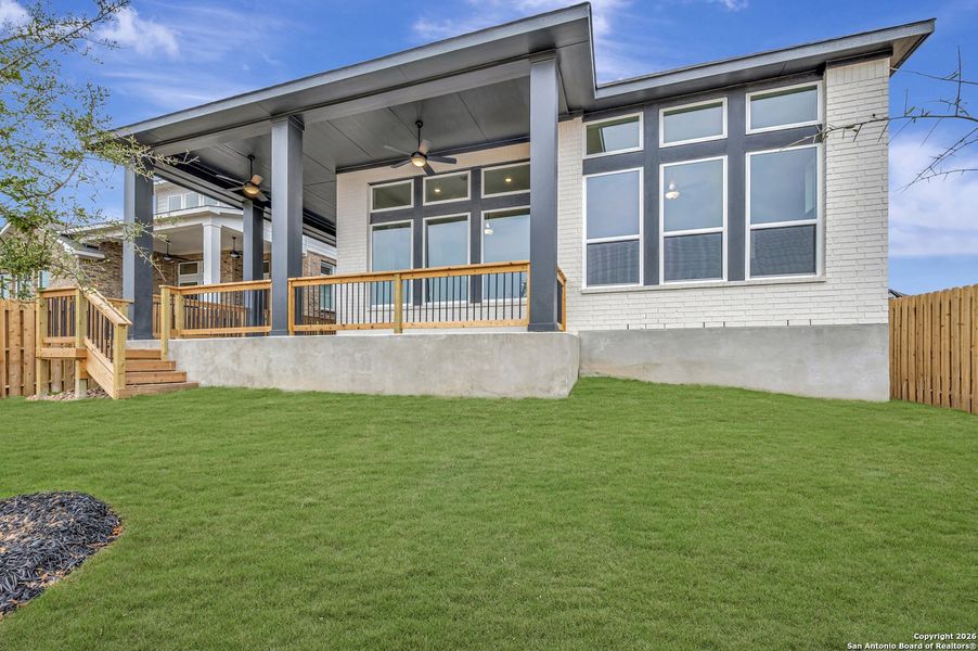 Exterior details and patio area of a home in Windsong - Reserve Series, Boerne (Image 30).