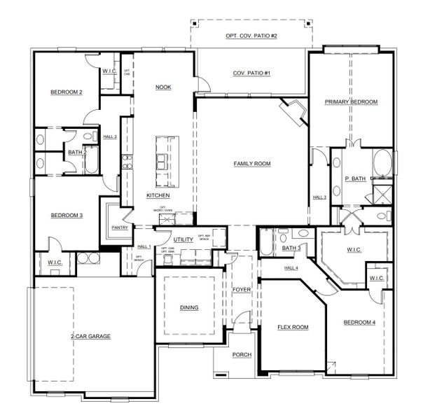 2D floor plan layout for the Concept 3009 by Landsea Homes in Mockingbird Hills, Joshua, TX (Image 4).