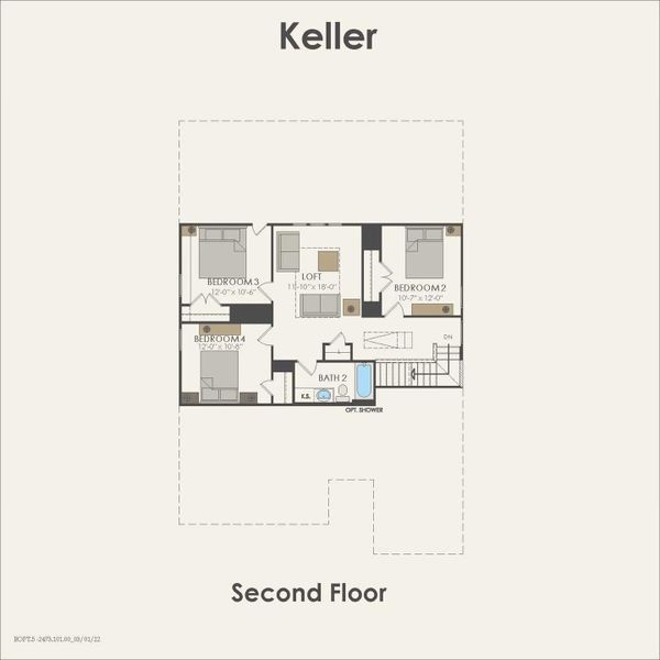 2D floor plan layout of this home in Arabella on the Prairie, Richmond, TX (Image 2).
