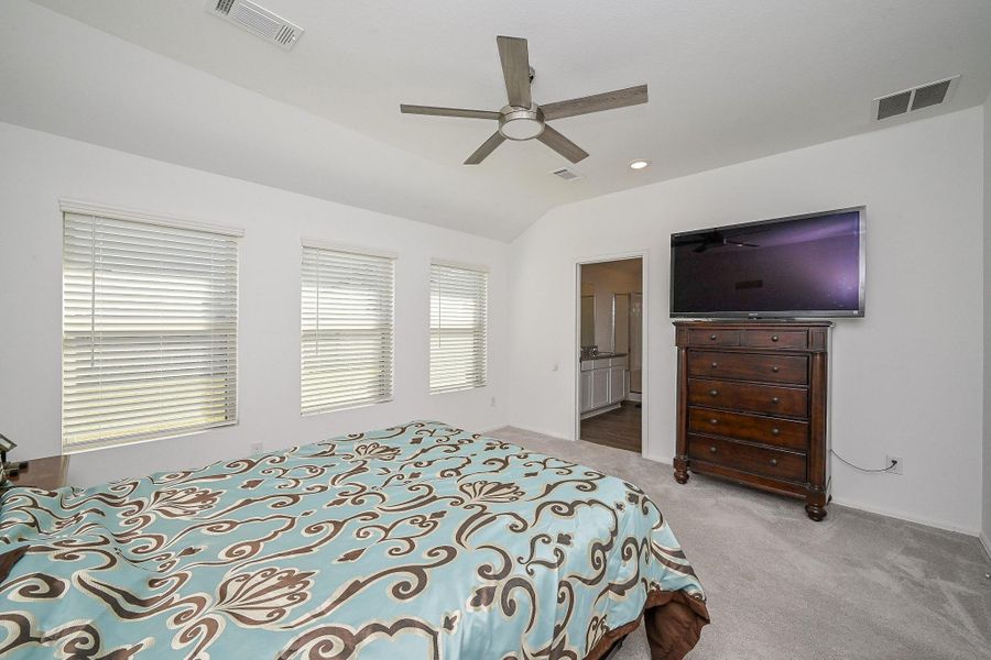 Primary Bedroom – Bright, Serene, and Elegantly Appointed Primary Bedroom – Bright, Serene, and Elegantly Appointed