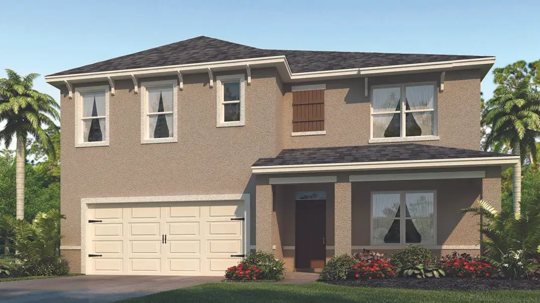 Front exterior of a new home in Harmony West, St. Cloud, FL, highlighting curb appeal (Image 2).