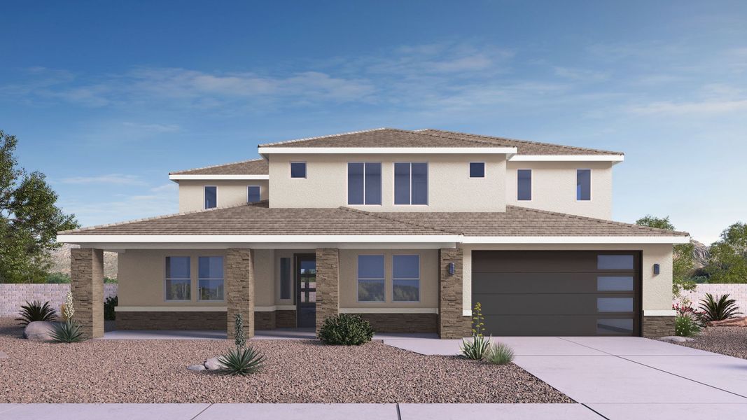 Representative exterior photo of a completed home built from the Aspen by D.R. Horton in The Ridge at Stone Butte, Phoenix, AZ (Image 4).