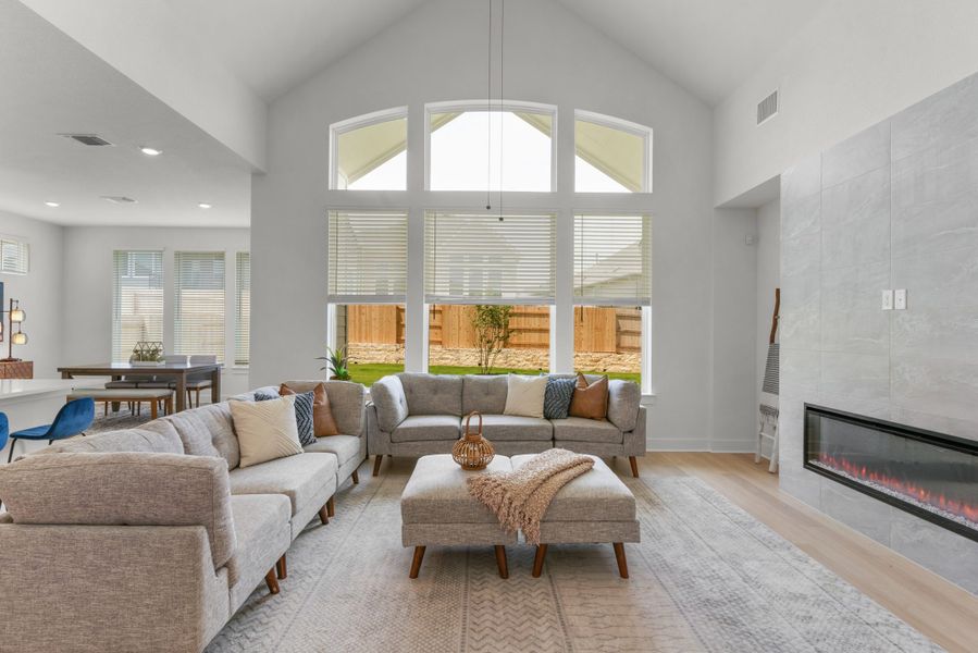 Furnished interior view inside a new home in Lariat, Liberty Hill (Image 7). Furnished interior view inside a new home in Lariat, Liberty Hill (Image 7).