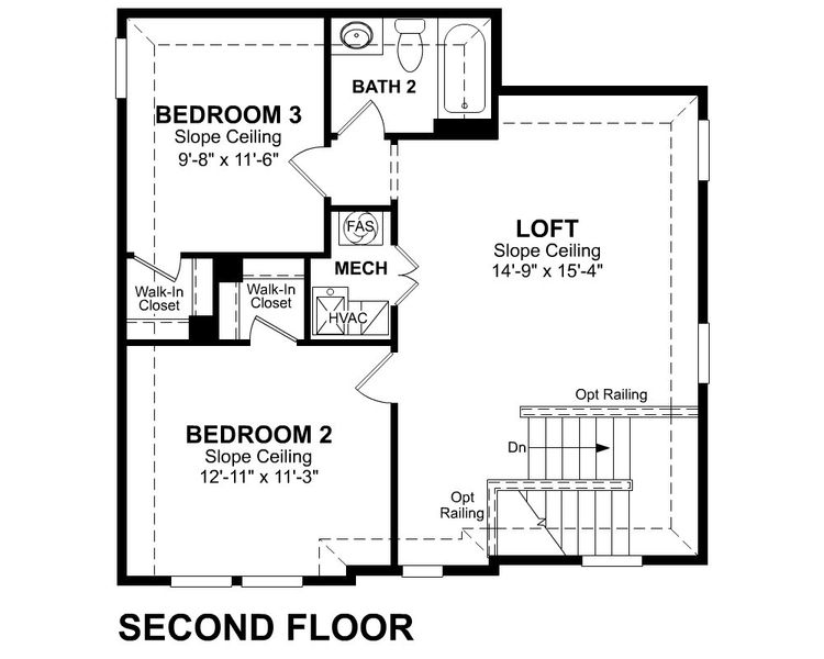 2D floor plan layout for the Conroe by Beazer Homes in Treeline, Justin, TX (Image 4).