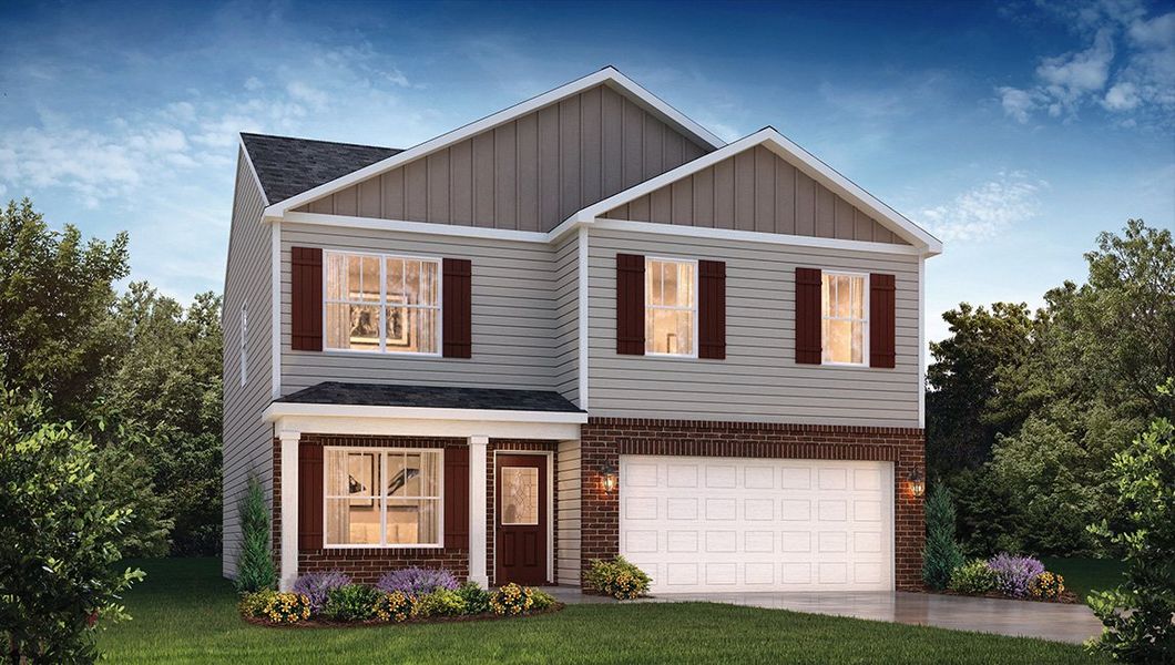 Representative exterior photo of a completed home built from the Belhaven by D.R. Horton in Rolling Hills, Candler, NC (Image 2). Representative exterior photo of a completed home built from the Belhaven by D.R. Horton in Rolling Hills, Candler, NC (Image 2).