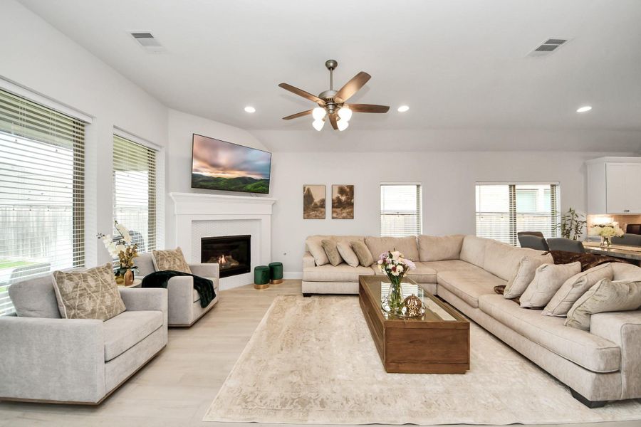 Furnished interior view inside a new home in Bridgeland, Cypress (Image 10). Furnished interior view inside a new home in Bridgeland, Cypress (Image 10).