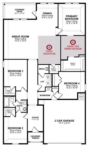 2D floor plan layout for the Teton by Beazer Homes in Churchill, Anna, TX (Image 4).