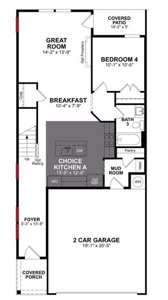 2D floor plan layout of this home in Friendship Village Townhomes, Apex, NC (Image 3).