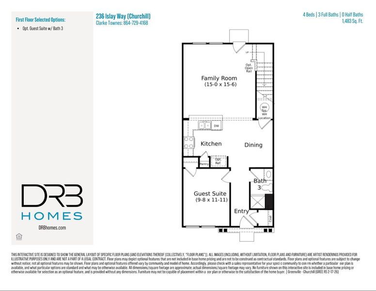 2D floor plan layout of this home in Clarke Townes, Anderson, SC (Image 5).