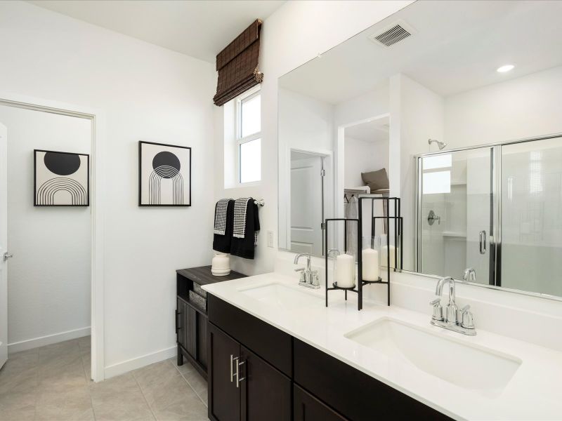 Primary Bathroom in Ezra Floorplan at Bella Vista Trails