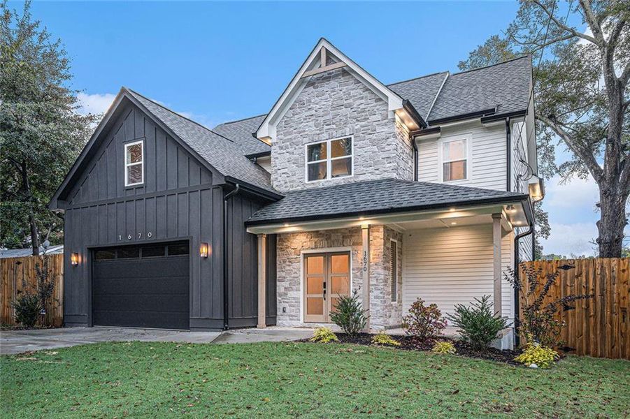 Front exterior of a new home in , Marietta, GA, highlighting curb appeal (Image 1). Front exterior of a new home in , Marietta, GA, highlighting curb appeal (Image 1).