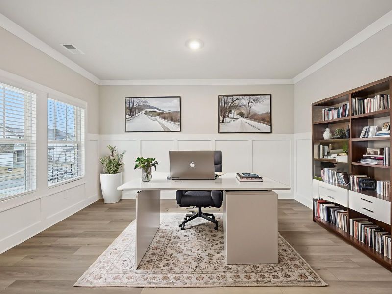 Furnished interior view inside a new home in Vines at Mill Creek - Estate Series, Braselton (Image 3).