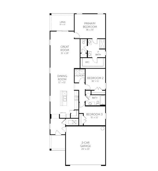 2D floor plan layout for the Ormewood - Single Family Homes by Dream Finders Homes in Westbrook Retreat at Savannah Quarters, Pooler, GA (Image 5).