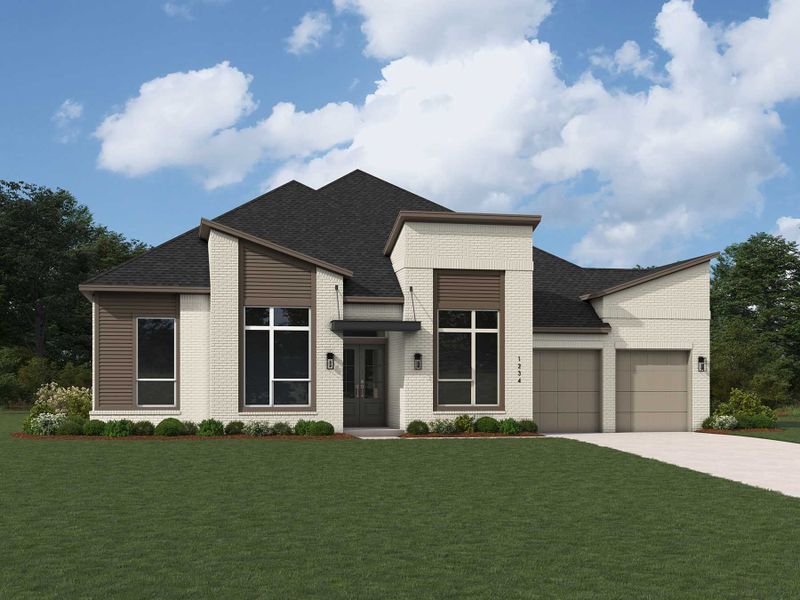 Representative exterior photo of a completed home built from the 274 Plan by Highland Homes in Cambridge Crossing: 74ft. lots, Celina, TX (Image 25). Representative exterior photo of a completed home built from the 274 Plan by Highland Homes in Cambridge Crossing: 74ft. lots, Celina, TX (Image 25).