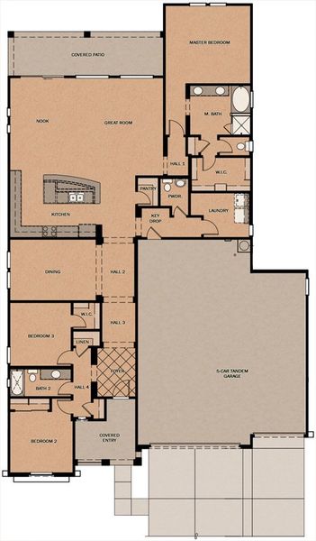 2D floor plan layout for the Pelican Bay Super Garage by Fulton Homes in Sonoma Coast at Escalante, Surprise, AZ (Image 3). 2D floor plan layout for the Pelican Bay Super Garage by Fulton Homes in Sonoma Coast at Escalante, Surprise, AZ (Image 3).