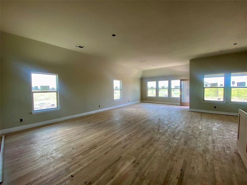 Another angle of huge extended family room! Floors have not been stained yet.