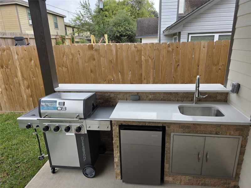 Gas grill and minifridge included