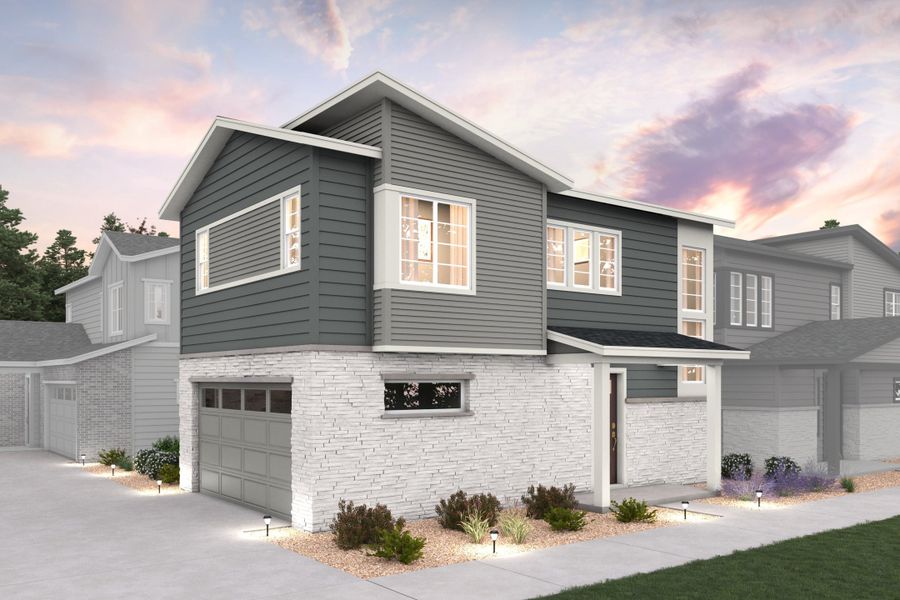 Edge Plan Elevation C with garage and side entry