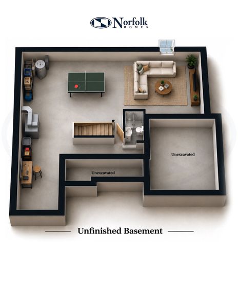2D floor plan layout for the The Boulder by Norfolk Homes in Preserve at Magnolia Park, Jackson, MI (Image 4).