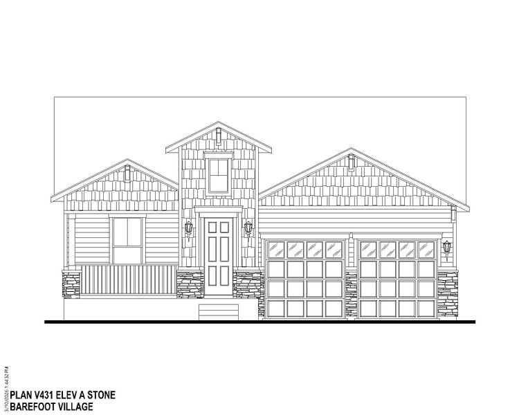 Plan V431 Elevation A w/ Stone Plan V431 Elevation A w/ Stone