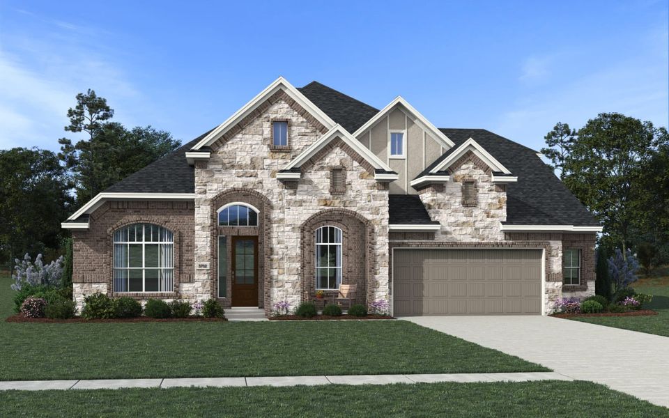 Representative exterior photo of a completed home built from the Banbury 65′ by Chesmar Homes in Prominence, San Antonio, TX (Image 4).