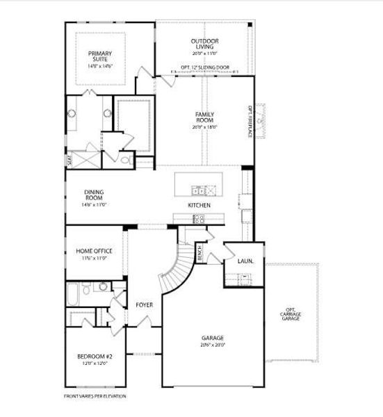 2D floor plan layout of this home in Wolf Ranch South Fork, Georgetown, TX (Image 3).