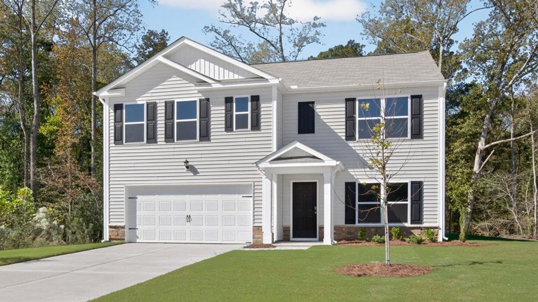 Front exterior of a new home in Olive Branch, Clayton, NC, highlighting curb appeal (Image 2).