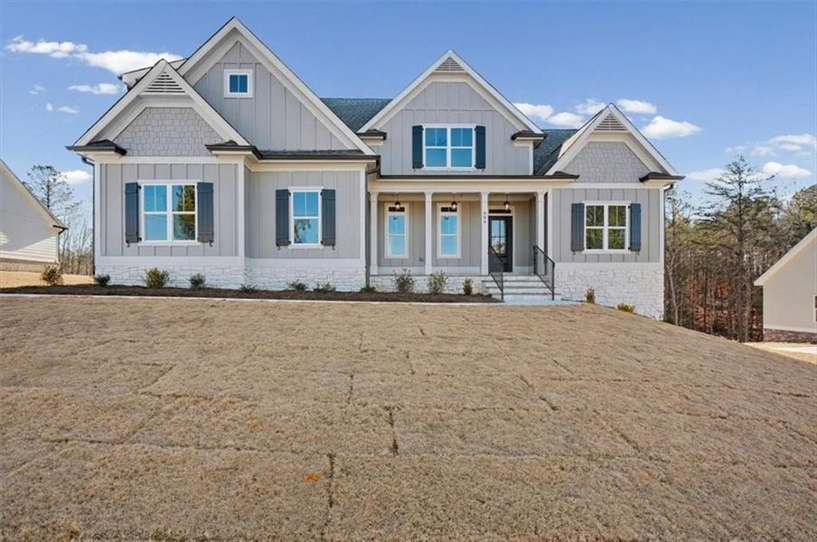 Front exterior of a new home in , Waleska, GA, highlighting curb appeal (Image 22).