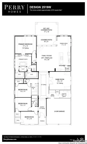 2D floor plan layout of this home in Johnson Ranch 55', Bulverde, TX (Image 3).