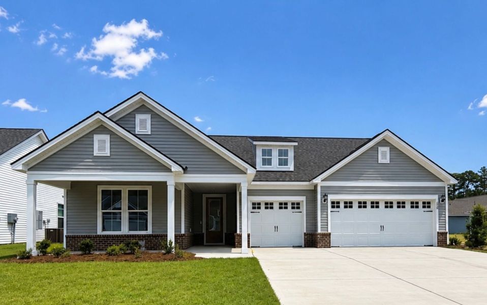 Front exterior of a new home in Crescent Cove, Myrtle Beach, SC, highlighting curb appeal (Image 19).
