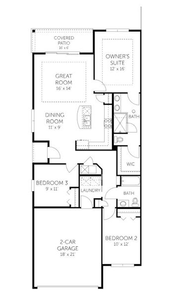 2D floor plan layout for the Manatee - Townhomes by Dream Finders Homes in Brook Forest - Townhomes, St. Augustine, FL (Image 5).