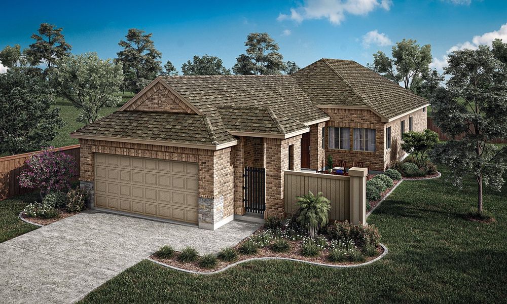 Representative exterior photo of a completed home built from the Toscana by Pacesetter Homes in The Reserve at Spiritas Ranch, Little Elm, TX (Image 2). Representative exterior photo of a completed home built from the Toscana by Pacesetter Homes in The Reserve at Spiritas Ranch, Little Elm, TX (Image 2).