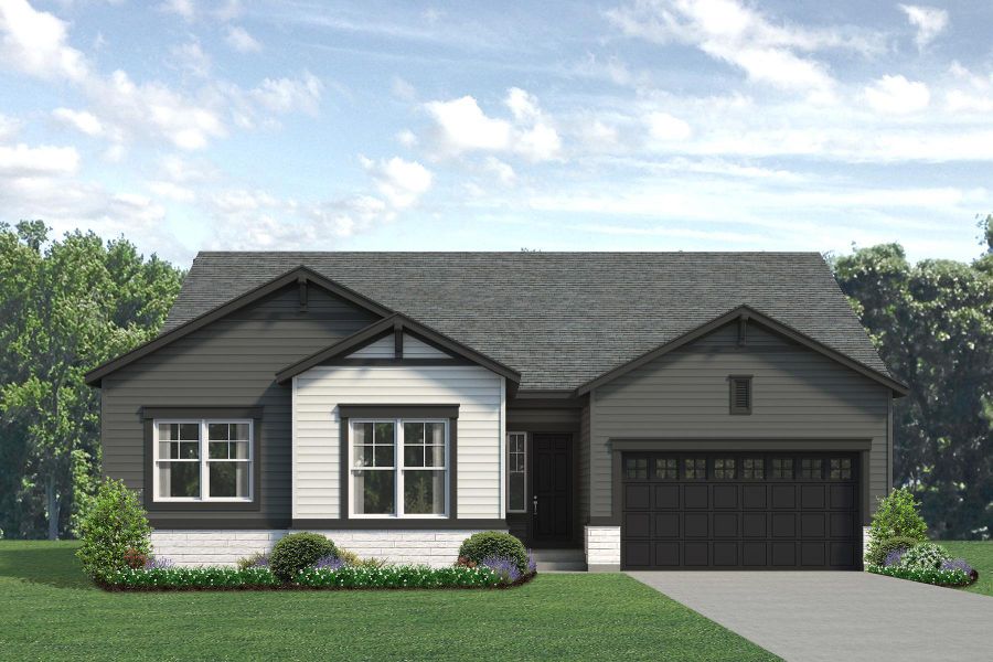 Representative exterior photo of a completed home built from the Jefferson by Risewell Homes in Highlands Preserve, Mead, CO (Image 21).